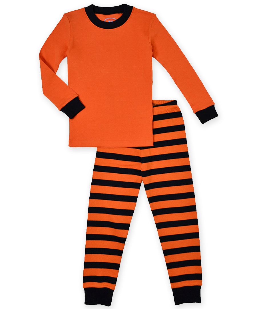 Sara's Prints Long John Pajama - Blank black orange
