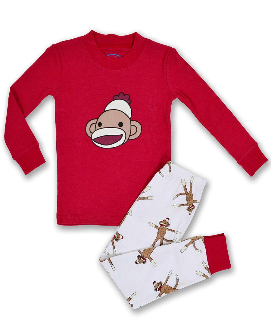 Sara's Prints Long John Pajama - Sock monkey