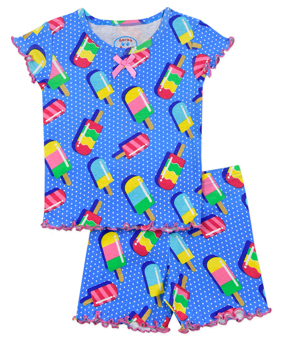 Sara's Prints Girls Fitted Short Pajama Set - Popsicles