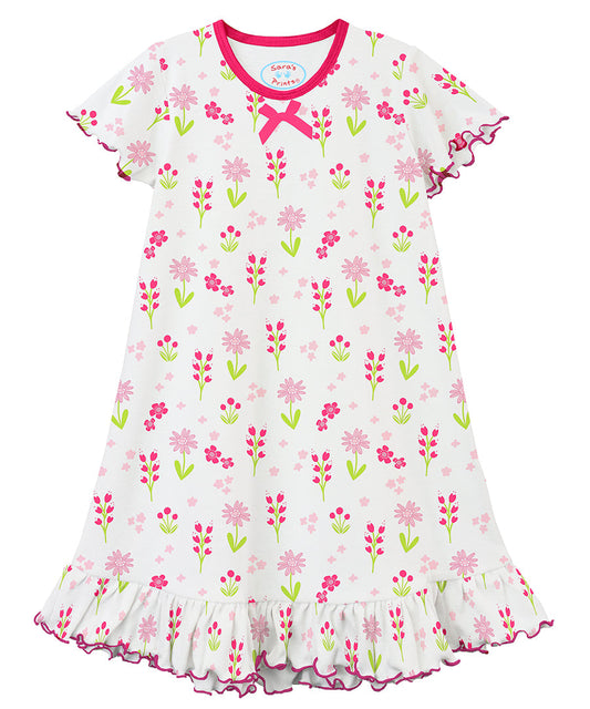 Sara's Prints Girls Short Sleeve Nightie - Blossoming