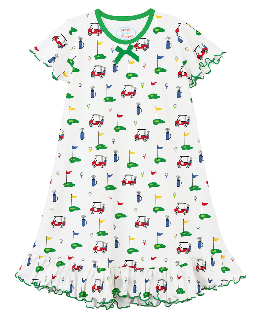 Sara's Prints Girls Short Sleeve Nightie - Golf