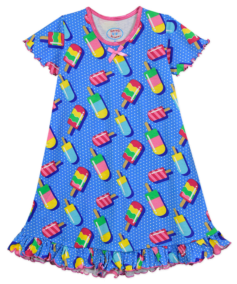 Sara's Prints Girls Short Sleeve Nightie - Popsicles