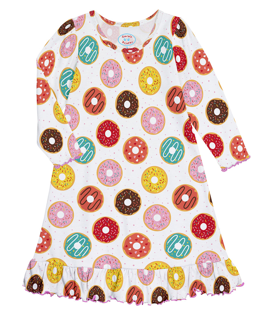 Long Sleeve Nightgown - Donut Party