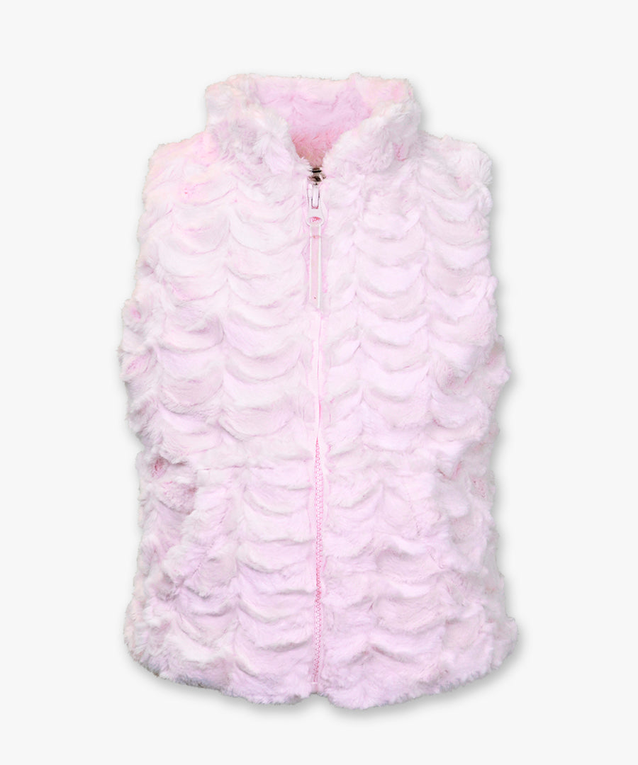 Zip Front Vest - Scallop pink