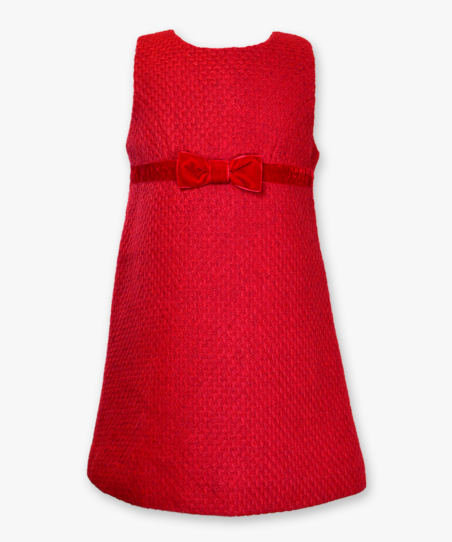 Fitted sleeveless dress - Textured wool red