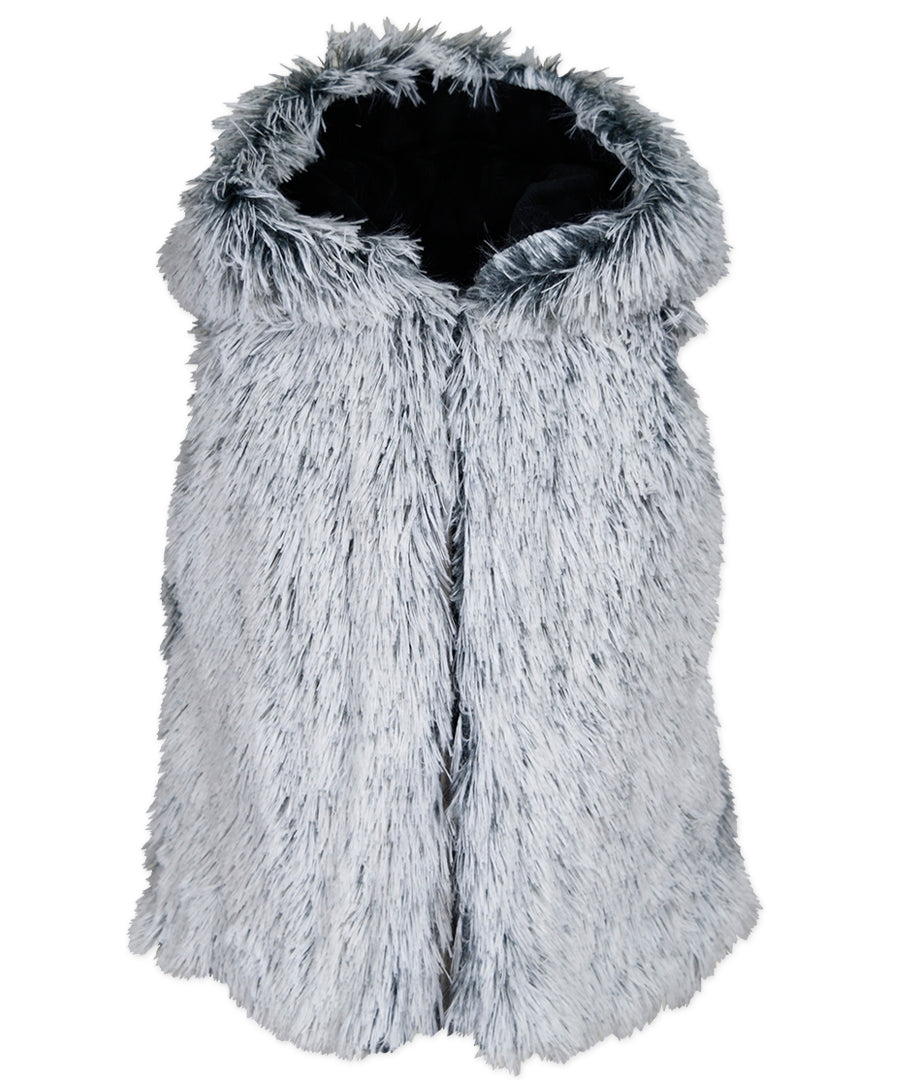 Hooded shaggy vest - Grey ice frosting