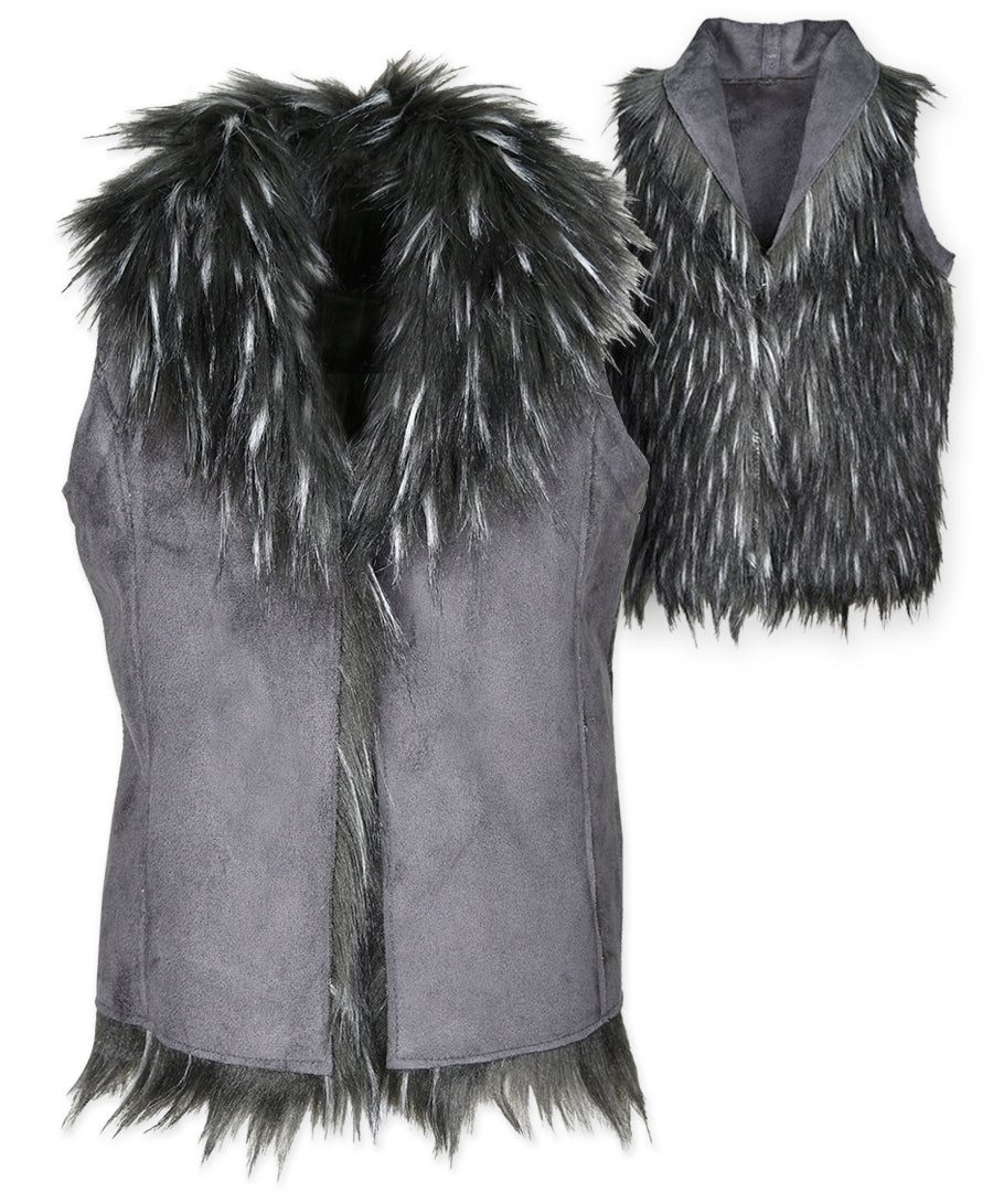 Reversible vest - Fox faux suede