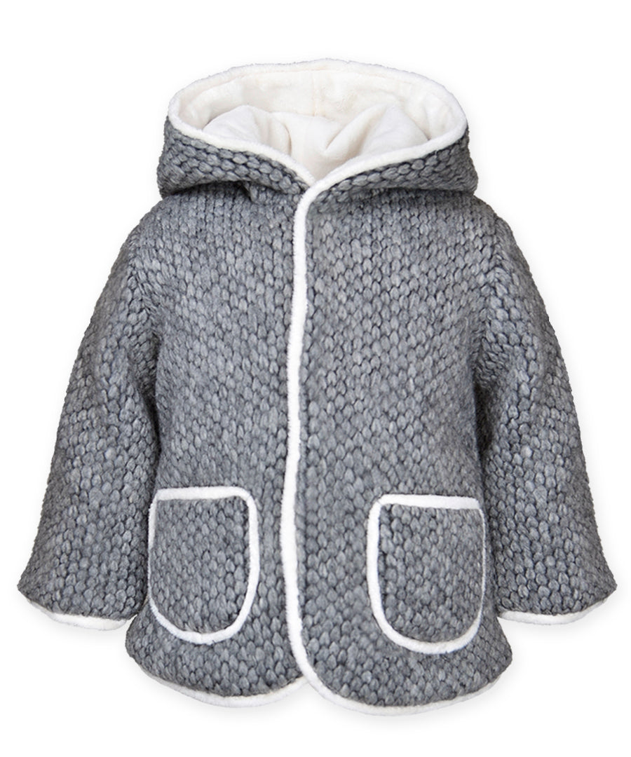 Hooded tassel coat - Grey sweater