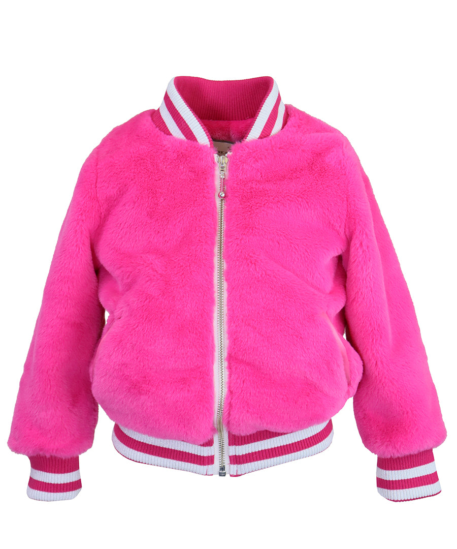 Varsity Jacket - Hot pink puff