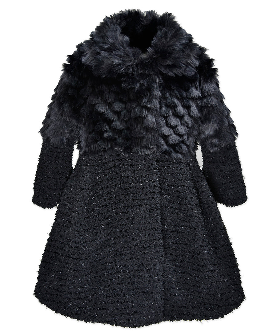 Contrast Coat - Eyelash faux wool