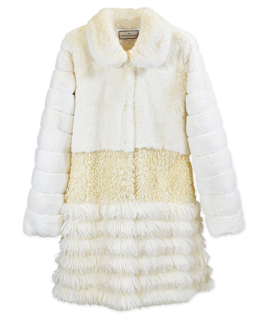 Adult Sized Tier Faux Fur Coat - Vanilla Layer Cake