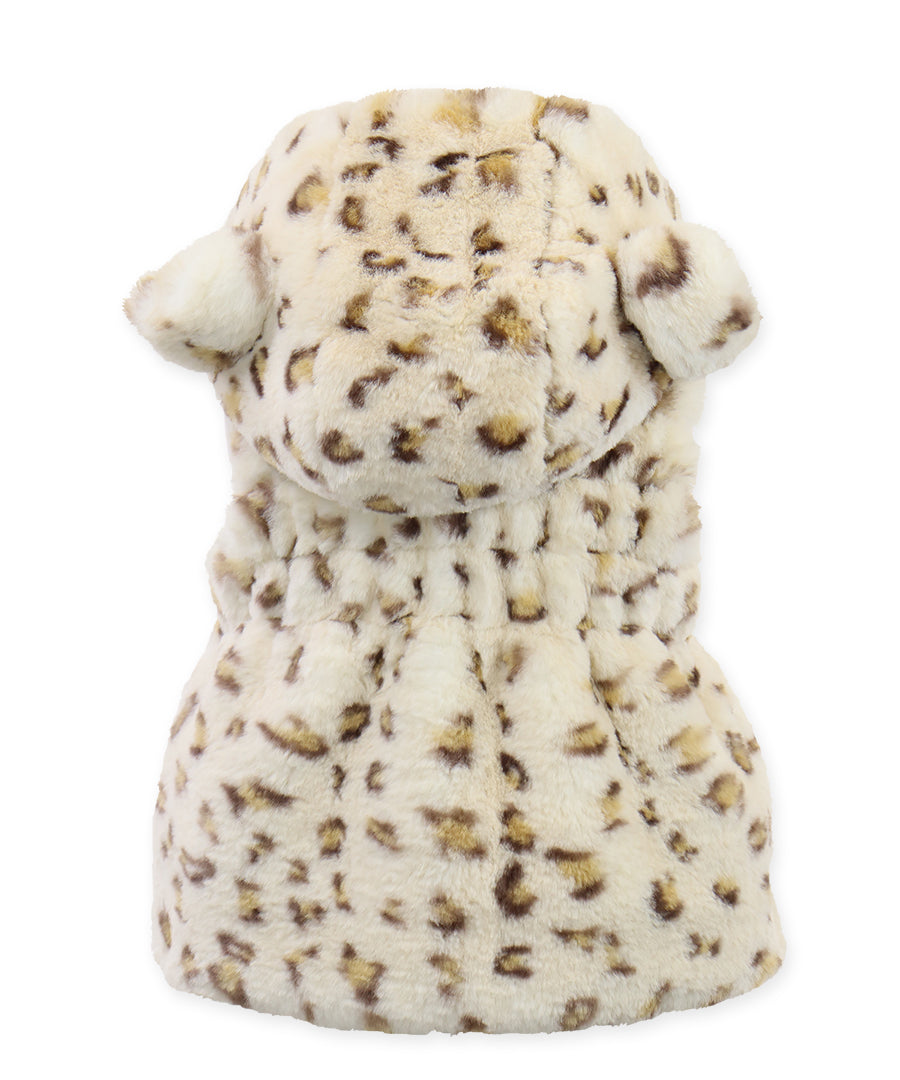 Ruched Ear Vest - Cream leopard