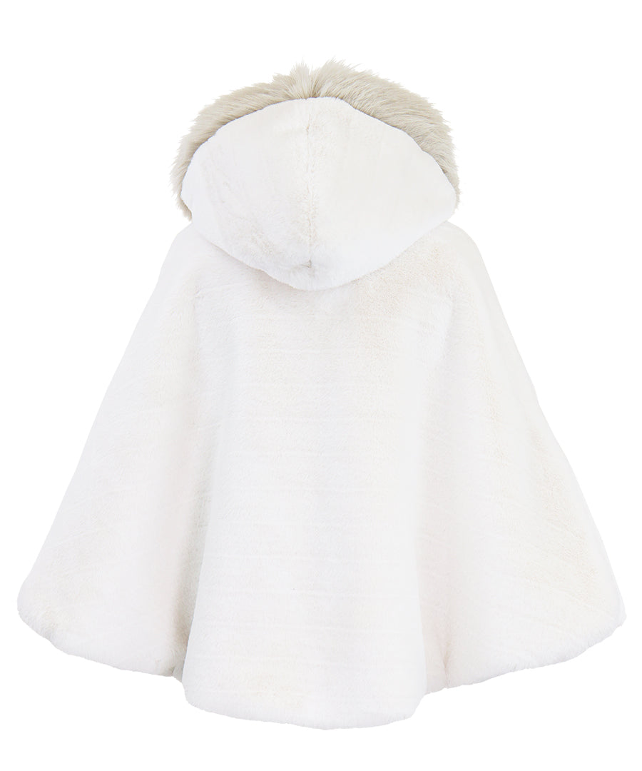 Hooded Cape - Ivory plush stripe