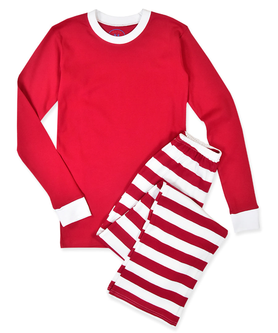 Adult pj's - Bold white/red stripe