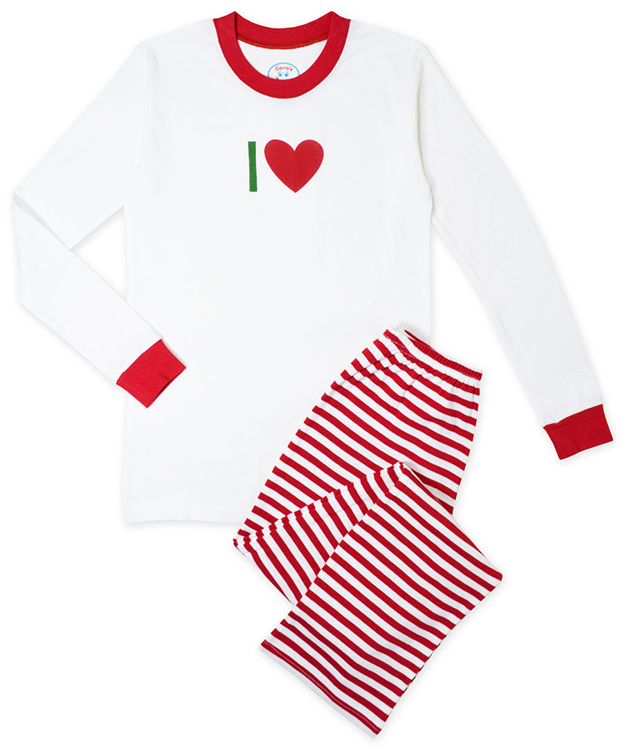 Adult pj's - Red/wht strp love new