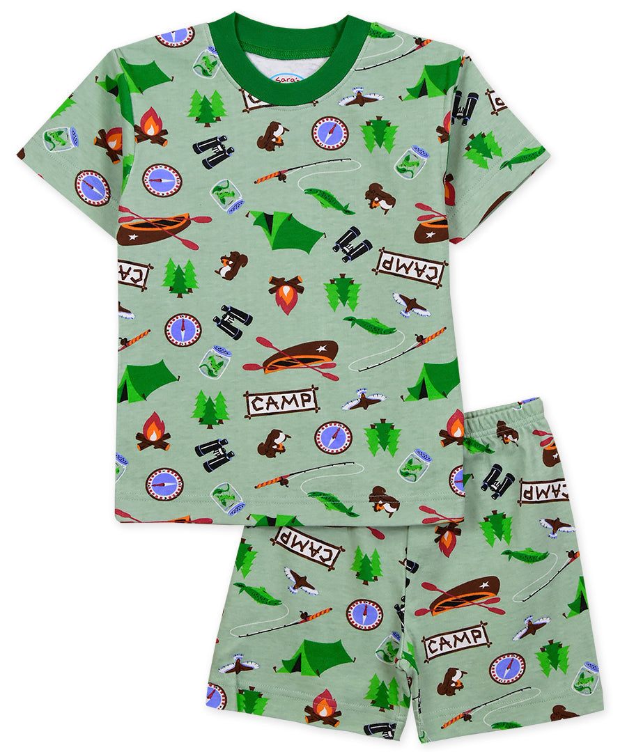 Sara's Prints Unisex Short Pajama Set - Camping