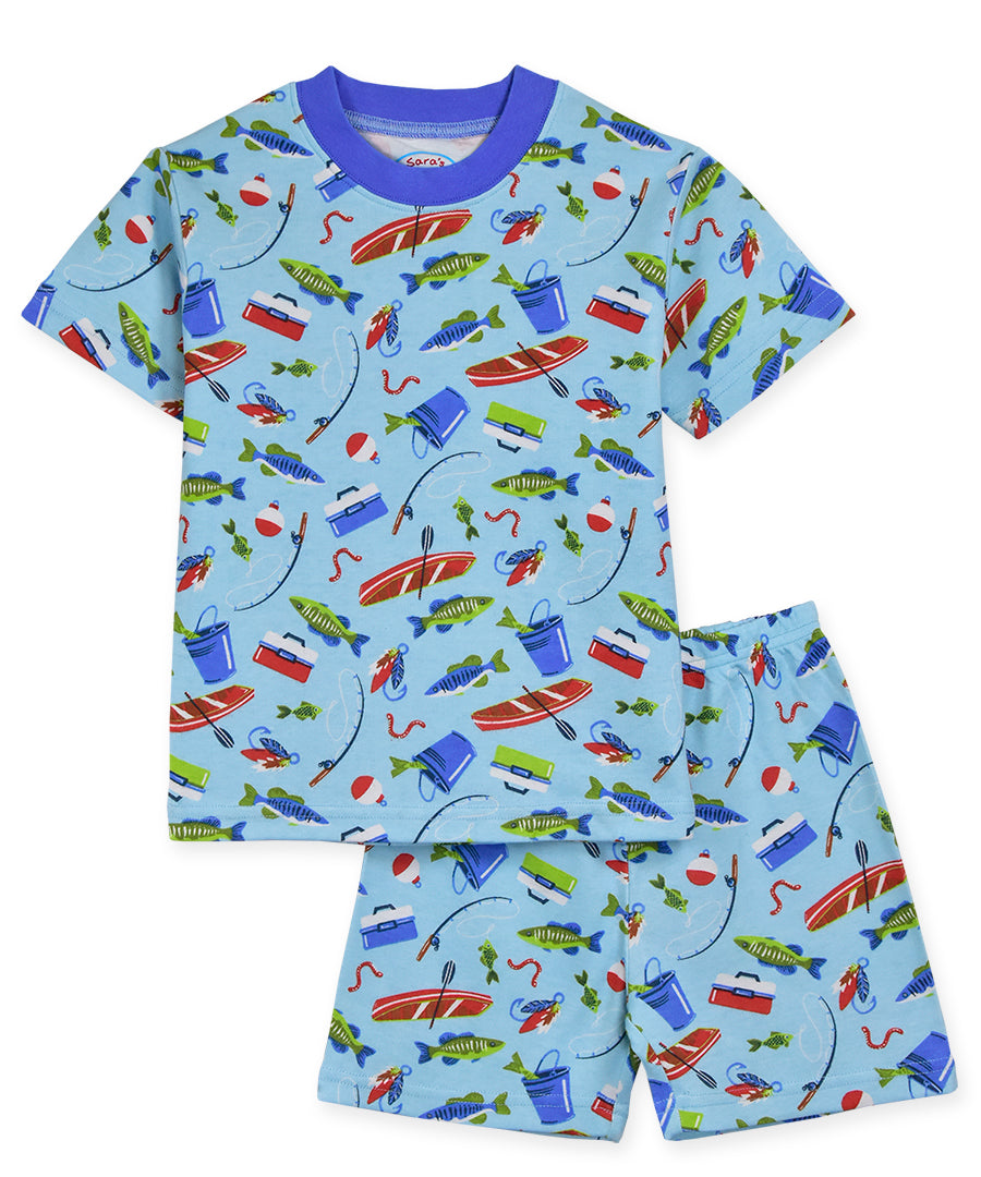 Sara's Prints Unisex Short Pajama Set - Summer Fishing