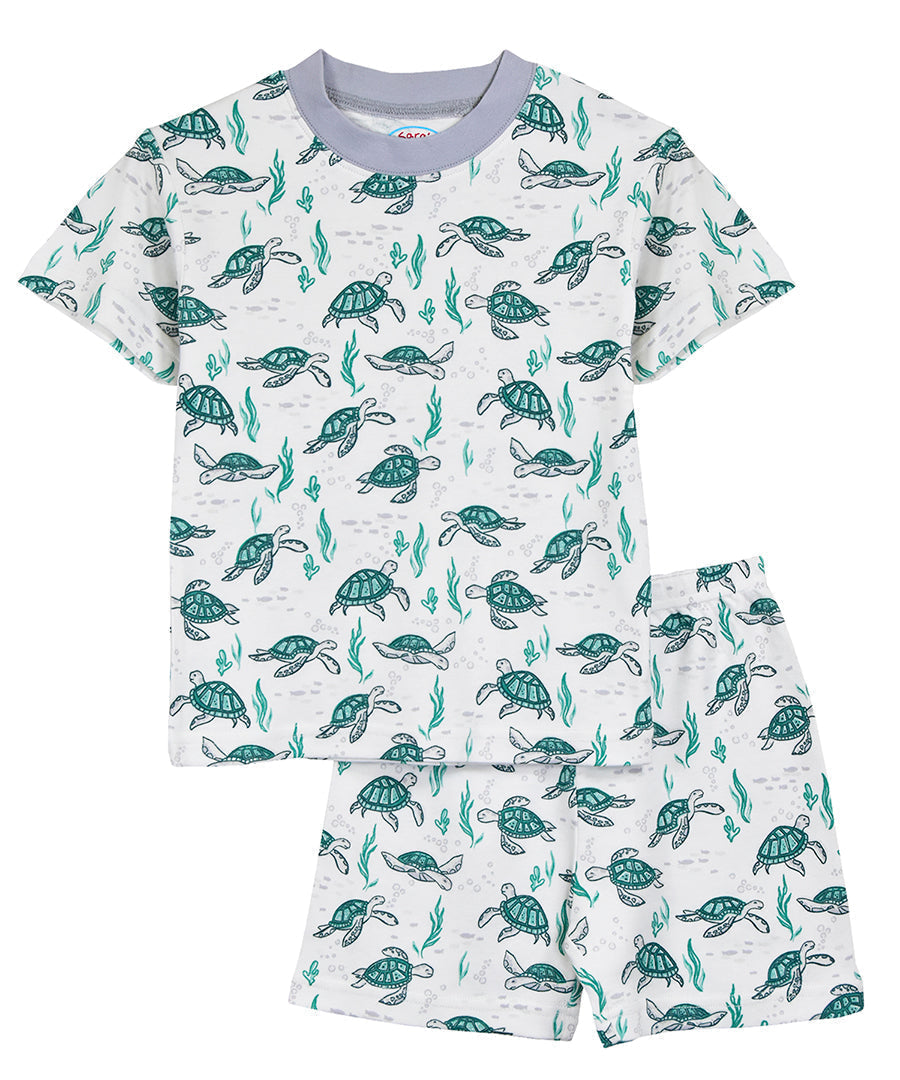 Sara's Prints Unisex Short Pajama Set - Turtles