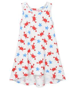 Sleeveless Hi-Lo Gown - Crab & starfish