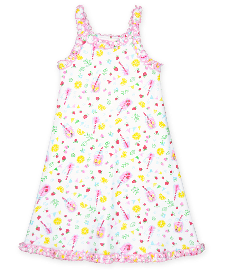 Sara's Prints Girls Ruffle Tank Nightgown - Pink Lemonade