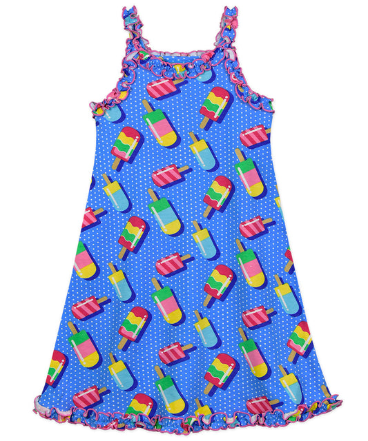 Sara's Prints Girls Ruffle Tank Nightgown - Popsicles