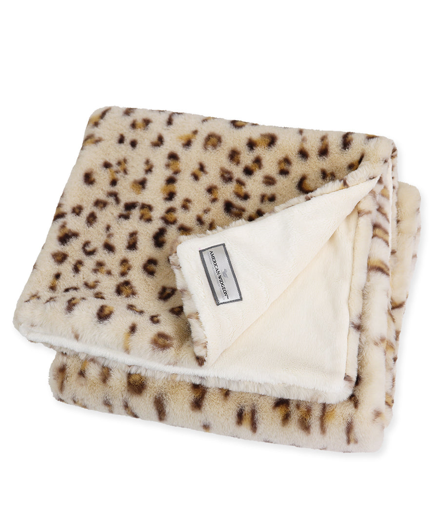 Plush Blanket 28" x 39" - Cream leopard