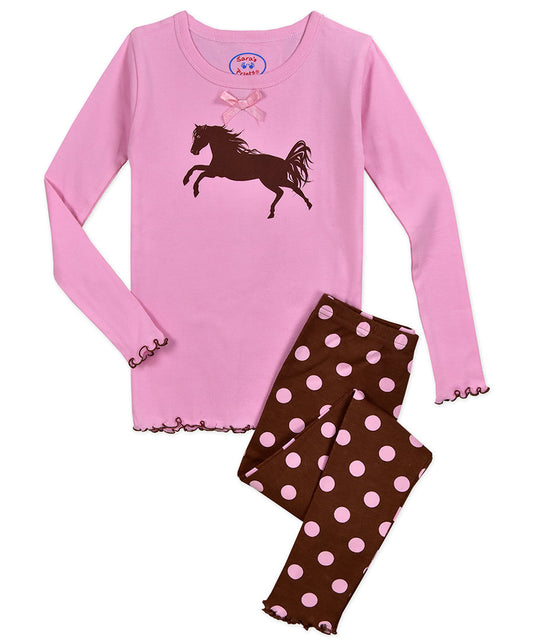 Girls snug fit pj - Pink Dot Horse