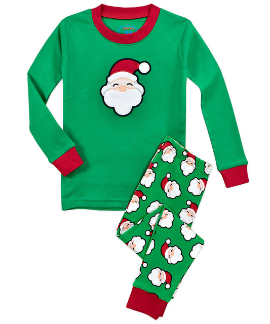 Long John Pj - Santa On Green