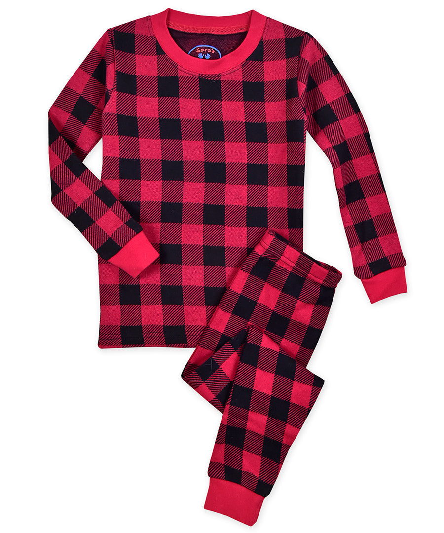 Sara's Prints Long John Pajama - Rustic Plaid