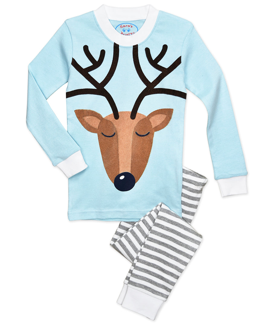 Sara's Prints Long John Pajama - Reindeer