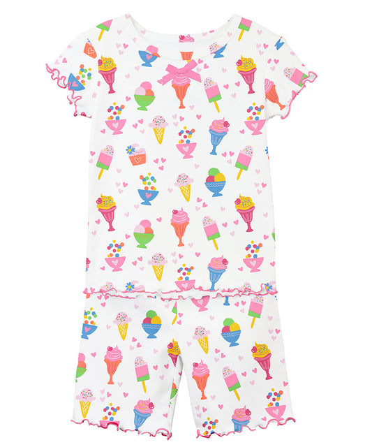 Sara's Prints Girls Fitted Short Pajama Set - Ice cream