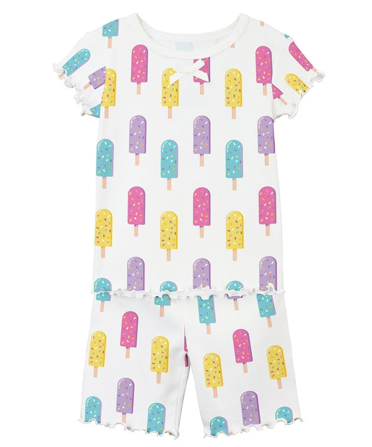 Sara's Prints Girls Fitted Short Pajama Set - Popsicle