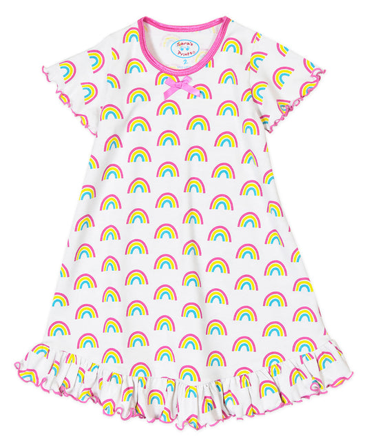 Sara's Prints Girls Short Sleeve Nightie - Rainbow