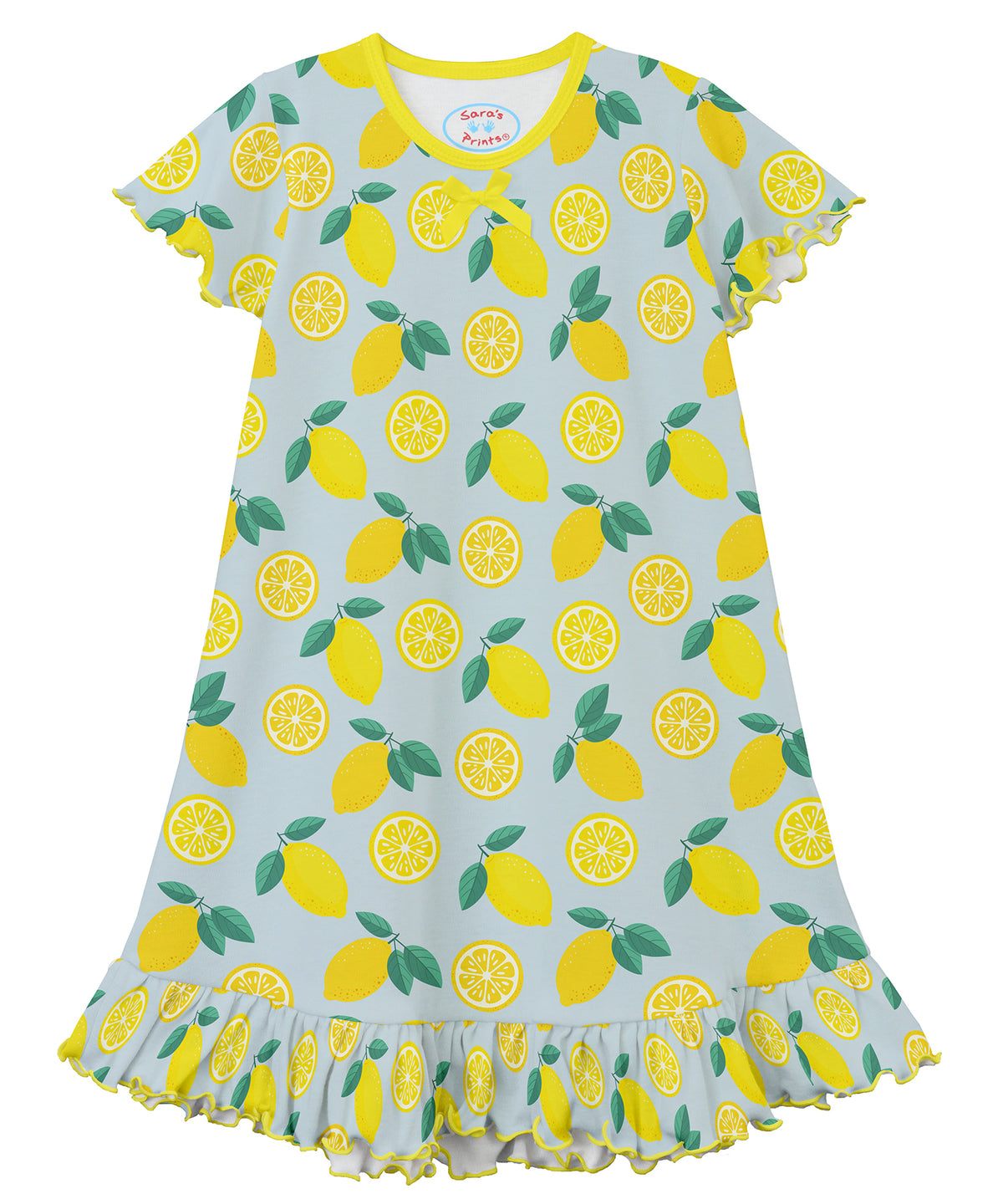 Sara's Prints Girls Short Sleeve Nightie - Sweet lemons