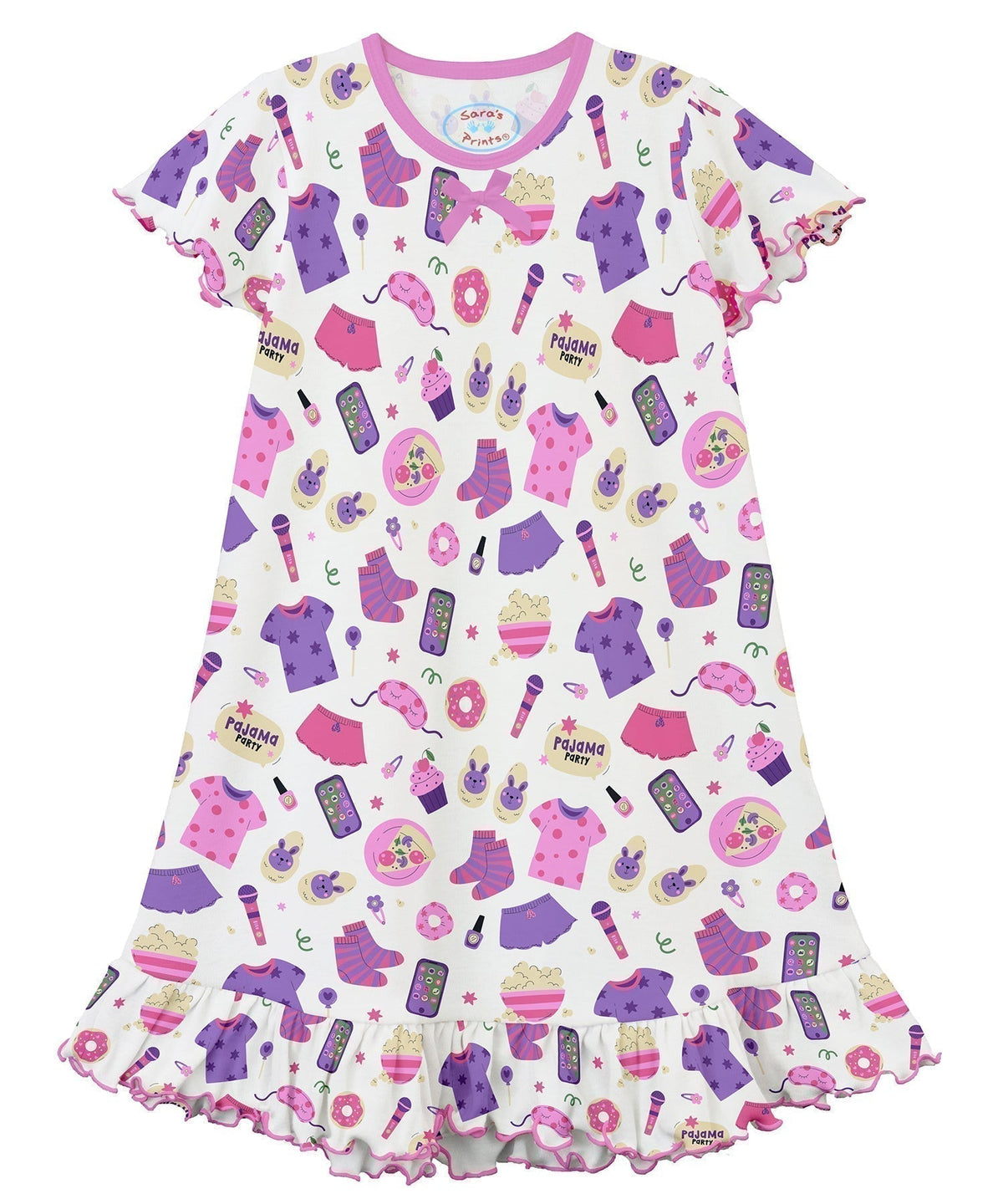 Sara's Prints Girls Short Sleeve Nightie - Sleepover