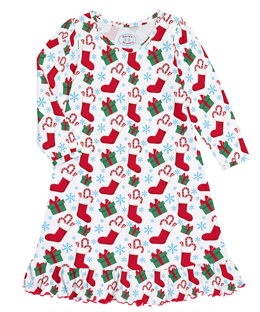 Long Sleeve Nightgown - Xmas stockings