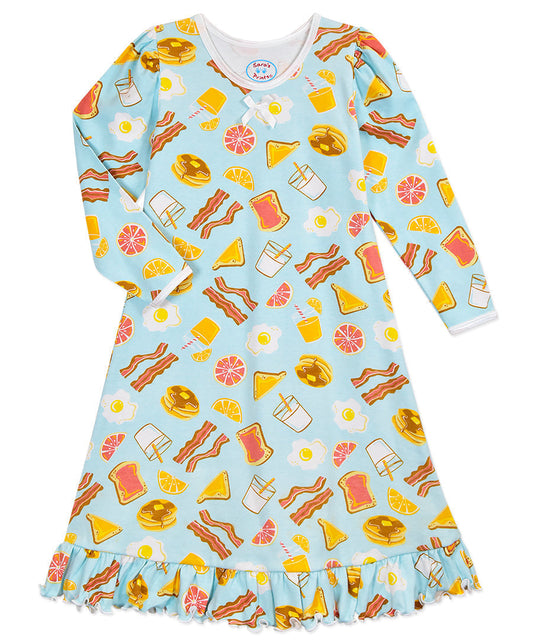 Whirl-and-Twirl Long-Sleeve Nightgown - Breakfast