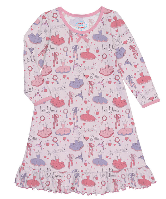 Whirl-and-Twirl Long-Sleeve Nightgown - Ballet