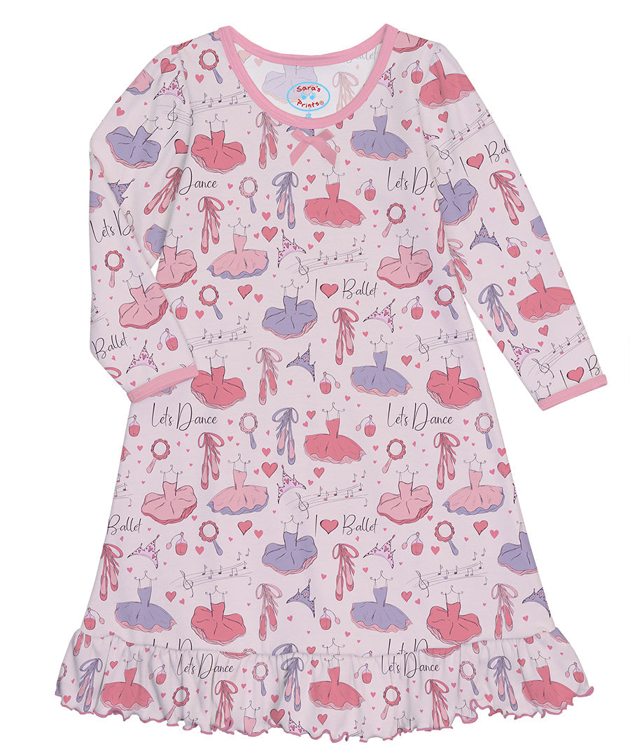 Whirl-and-Twirl Long-Sleeve Nightgown - Ballet