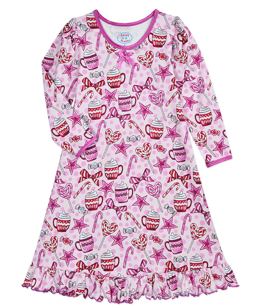 Whirl-and-Twirl Long-Sleeve Nightgown - Cocoa & Candy