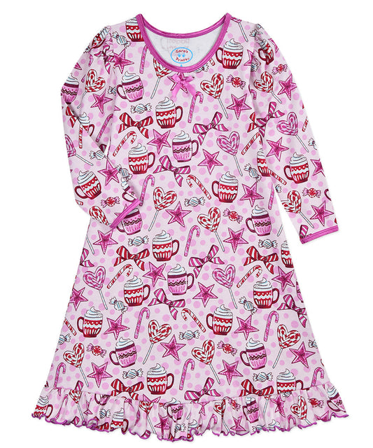 Whirl-and-Twirl Long-Sleeve Nightgown - Cocoa & Candy