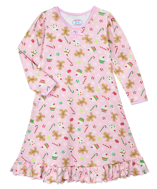 Whirl-and-Twirl Long-Sleeve Nightgown - Christmas Sweets