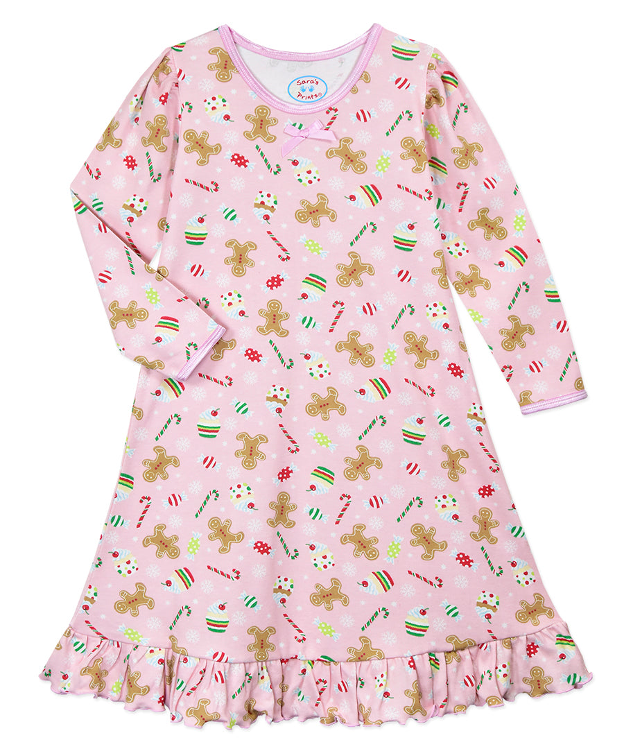 Whirl-and-Twirl Long-Sleeve Nightgown - Christmas Sweets