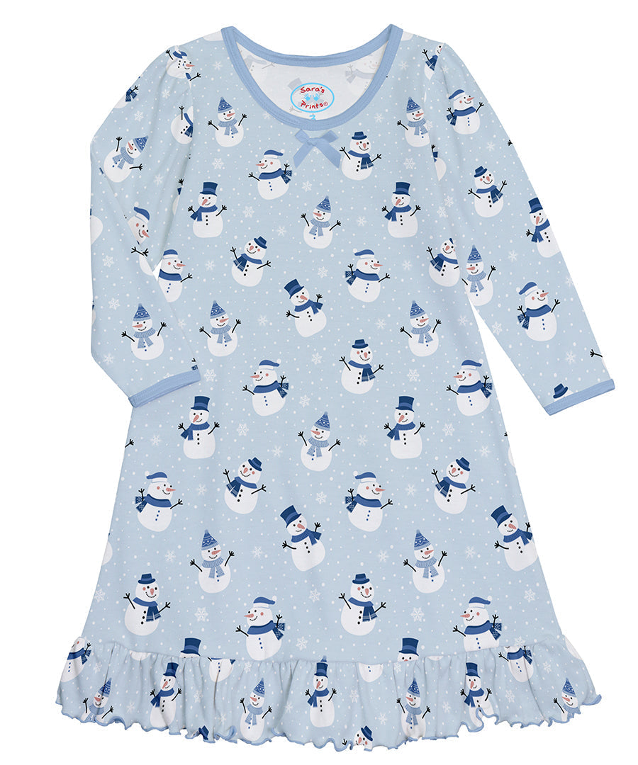 Whirl-and-Twirl Long-Sleeve Nightgown - Gentle Snowman