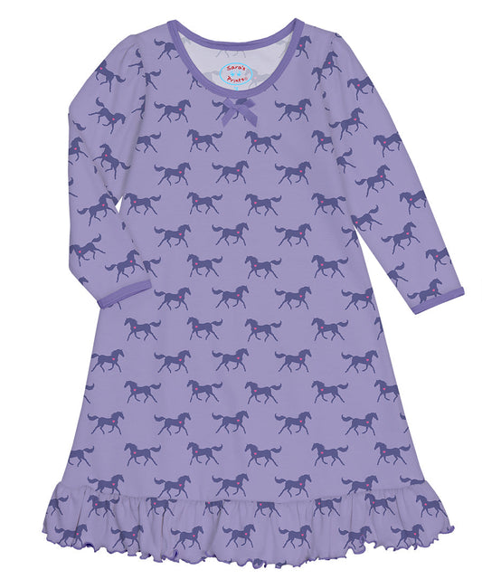 Whirl-and-Twirl Long-Sleeve Nightgown - Horse heart