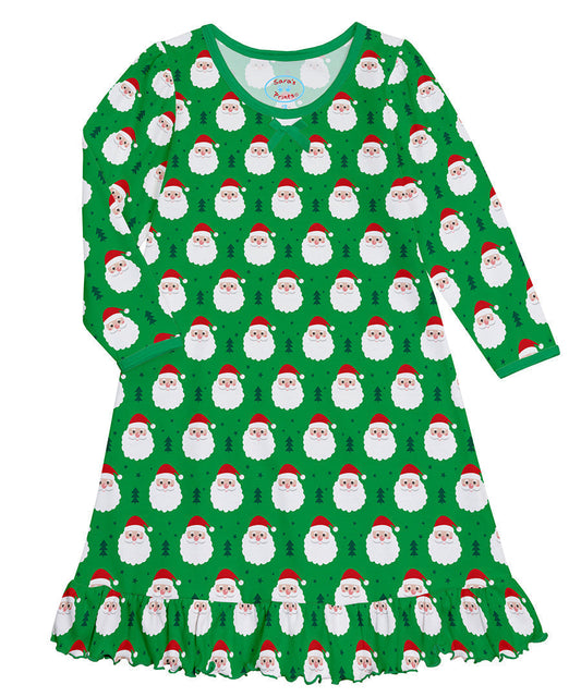 Whirl-and-Twirl Long-Sleeve Nightgown - Happy Santa