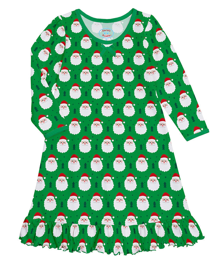 Whirl-and-Twirl Long-Sleeve Nightgown - Happy Santa