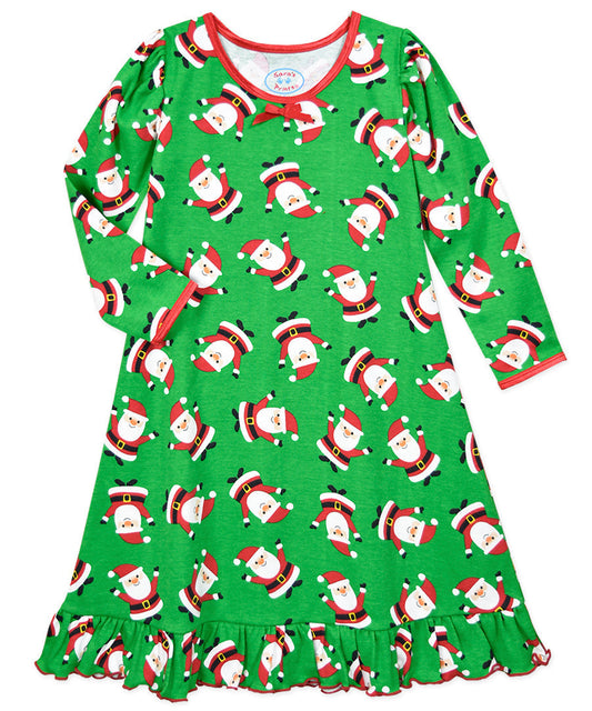 Whirl-and-Twirl Long-Sleeve Nightgown - Hooray Santa