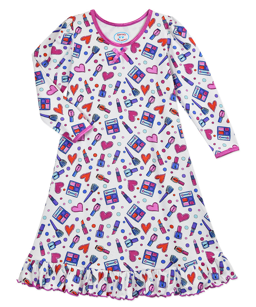 Whirl-and-Twirl Long-Sleeve Nightgown - Makeup Party
