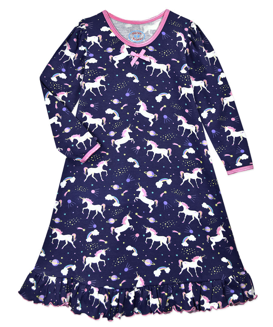Whirl-and-Twirl Long-Sleeve Nightgown - Unicorn Dream